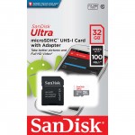 Карта памяти MicroSD SanDisk Ultra 32GB UHS-I + адаптер (SDSQUNR-032G-GN3MA)