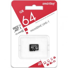 Карта памяти MicroSD Smartbuy 64GB Class 10 UHS-1 (SB64GBSDCL10-00) 