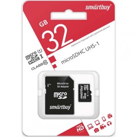 Карта памяти MicroSD Smartbuy 32GB Class 10 UHS-I SD-адапт. (SB32GBSDCL10-01) 