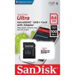 Карта памяти MicroSD SanDisk Ultra 64GB UHS-I + адаптер (SDSQUNR-064G-GN3MA)