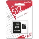 Карта памяти MicroSD Smartbuy 512GB Class 10 UHS-1 SD-адапт. (SB512GBSDCL10-01)