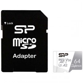 Карта памяти SD Micro Silicon Power 64GB Superior UHS-I (SP064GBSTXDA2V20SP) 