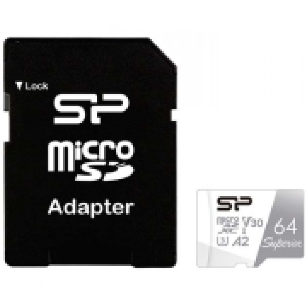 Карта памяти SD Micro Silicon Power 64GB Superior UHS-I (SP064GBSTXDA2V20SP)