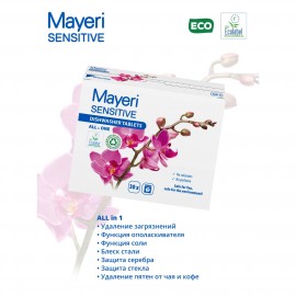 Моющее средство для посудомоечной машины Mayeri Sensitive ЭКО таблетки ALL in ONE 30 шт.