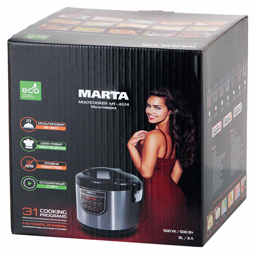 Мультиварка Marta MT-4324 Black/Pearl - купить по низкой стоимости с  доставкой по Москве из интернет-магазина Lostelecom