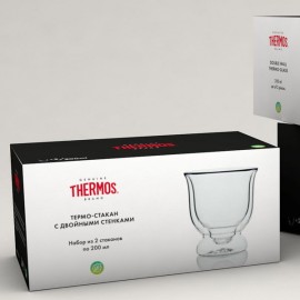 Набор стаканов из двойного стекла Thermos 0,2л,2шт (723420)