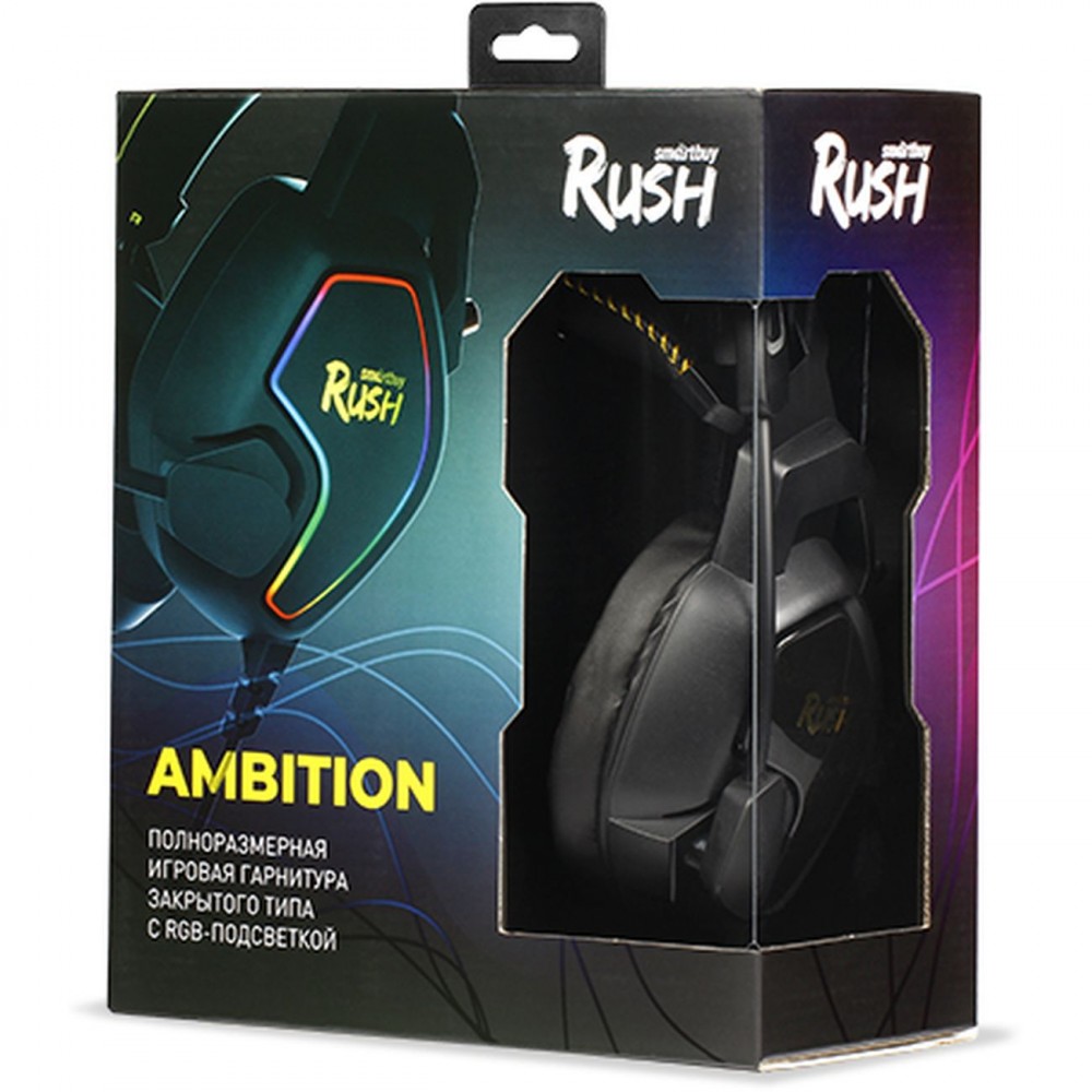 Компьютерная гарнитура Smartbuy RUSH AMBITION, RGB Black/Yellow (SBHG-6300)