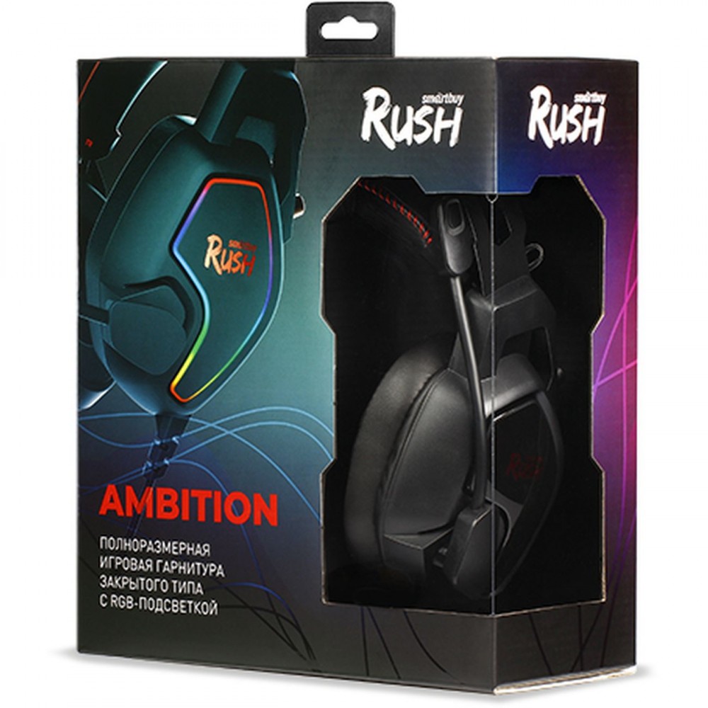 Игровые наушники Smartbuy RUSH AMBITION, RGB Black/Red (SBHG-6000)