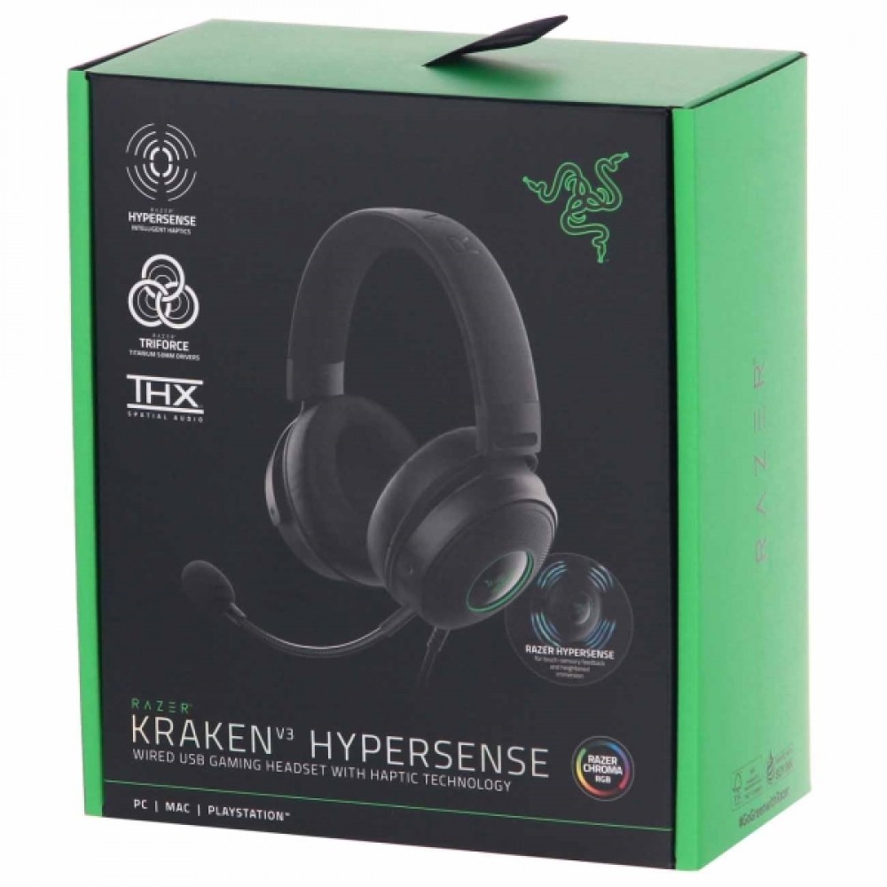 Игровые наушники Razer Kraken V3 HyperSense RZ04-03770100-R3M1