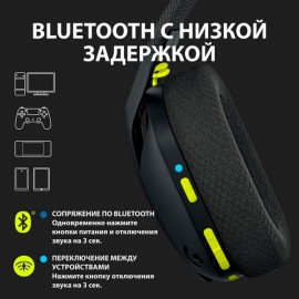 Игровые наушники Logitech G435 LIGHTSPEED Black and Neon Yellow