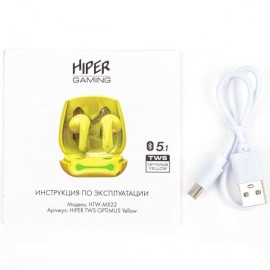 Наушники True Wireless игровые HIPER TWS OPTIMUS Yellow (HTW-MX22)