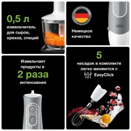 Погружной блендер Braun MQ535 White Sauce