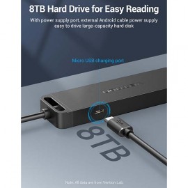 Разветвитель для компьютера Vention OTG USB-C+USB 3.0 / 4xUSB 3.0 черный 15см (CHTBB)