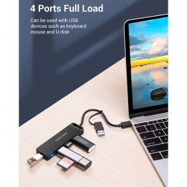 Разветвитель для компьютера Vention OTG USB-C+USB 3.0 / 4xUSB 3.0 черный 15см (CHTBB)