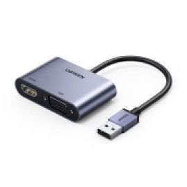 Разветвитель для компьютера uGreen CM449 USB 3.0 to HDMI+VGA Card 1080P