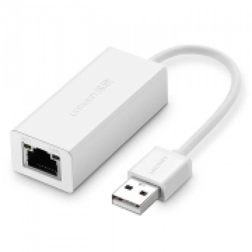 Разветвитель для компьютера uGreen CR110 USB 2.0 10/100Mbps Ethernet Adapter Wh