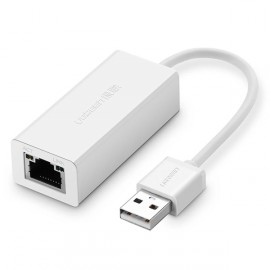 Разветвитель для компьютера uGreen CR110 USB 2.0 10/100Mbps Ethernet Adapter Wh 