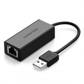 Разветвитель для компьютера uGreen CR110 USB 2.0 10/100Mbps Ethernet Adapter Bl 