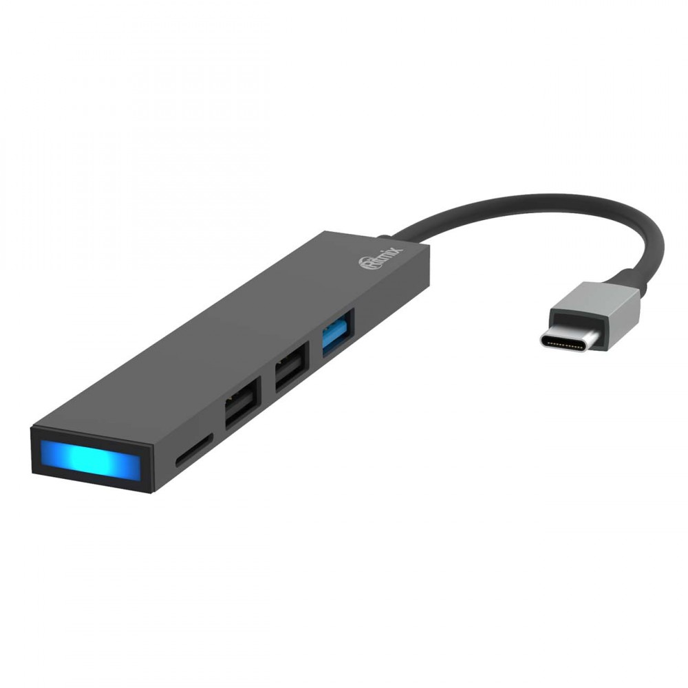 Разветвитель для компьютера Ritmix USB-C/3*USB-A+MicroSD (CR-4314 Metal)