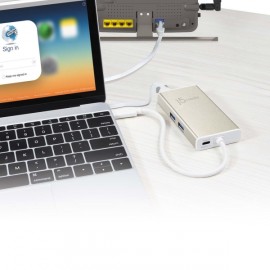 Разветвитель для компьютера j5create USB-C HDMI Ethernet USB 3.0 Type-A PD 2.0(JCA374)