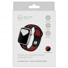 Ремешок Red Line Apple Watch 42-44mm S3/S4/S5 SE/S6 черно-красный