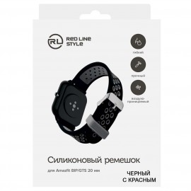 Сменный ремешок Red Line Amazfit BIP/GTS 20 mm черный с красным