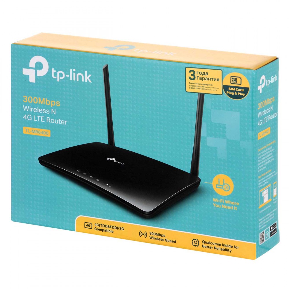 Wi-Fi роутер TP-Link 300Mbps 4G LTE (TL-MR6400) - купить по низкой цене с  доставкой по Москве из интернет-магазина Lostelecom