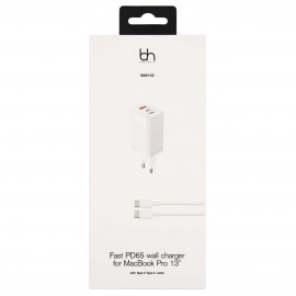 Сетевой адаптер для MacBook Barn&Hollis B&H-55 USB Type-C QC3.0 PD65 с каб.Type-C белый