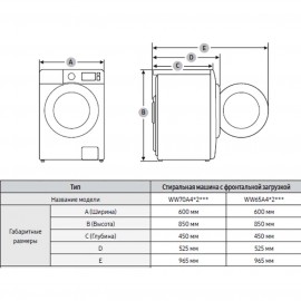 Стиральная машина узкая Samsung WW70A4S21CE