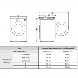 Стиральная машина узкая Samsung WW65A4S21VE