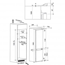 Встраиваемый холодильник комби Whirlpool SP40 802 EU 