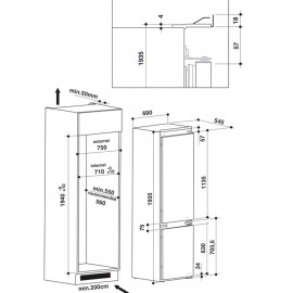 Встраиваемый холодильник комби Whirlpool SP40 801 EU 