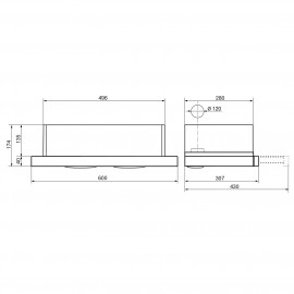 Вытяжка встраиваемая в шкаф 60 см Elikor Интегра GLASS 60 Inox/Dark Glass 