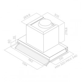 Вытяжка встраиваемая в шкаф 90 см Elica BOXIN IX/A/120
