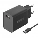 Сетевое зарядное устройство с кабелем InterStep New RT:1*USB 2A, кабель USB Type-C 1м, Black