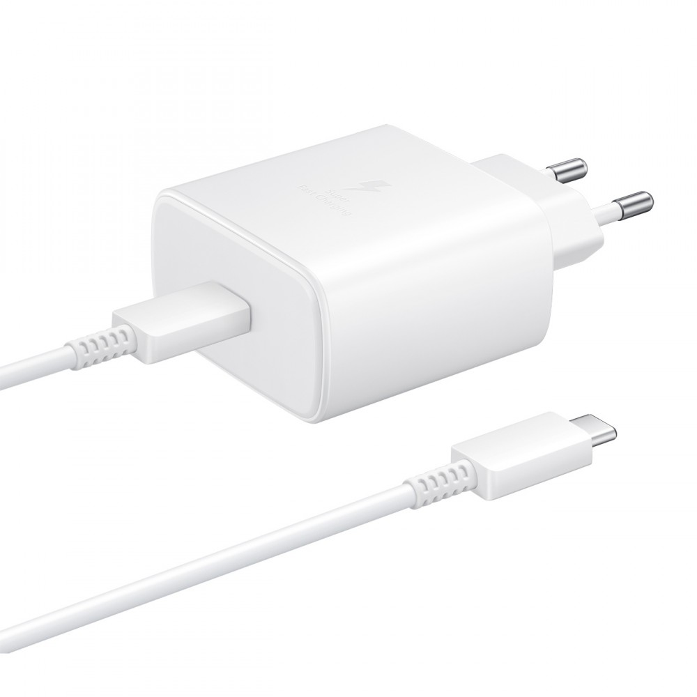 Сетевое зарядное устройство с кабелем Samsung EP-TA845 USB Type-C 45W White