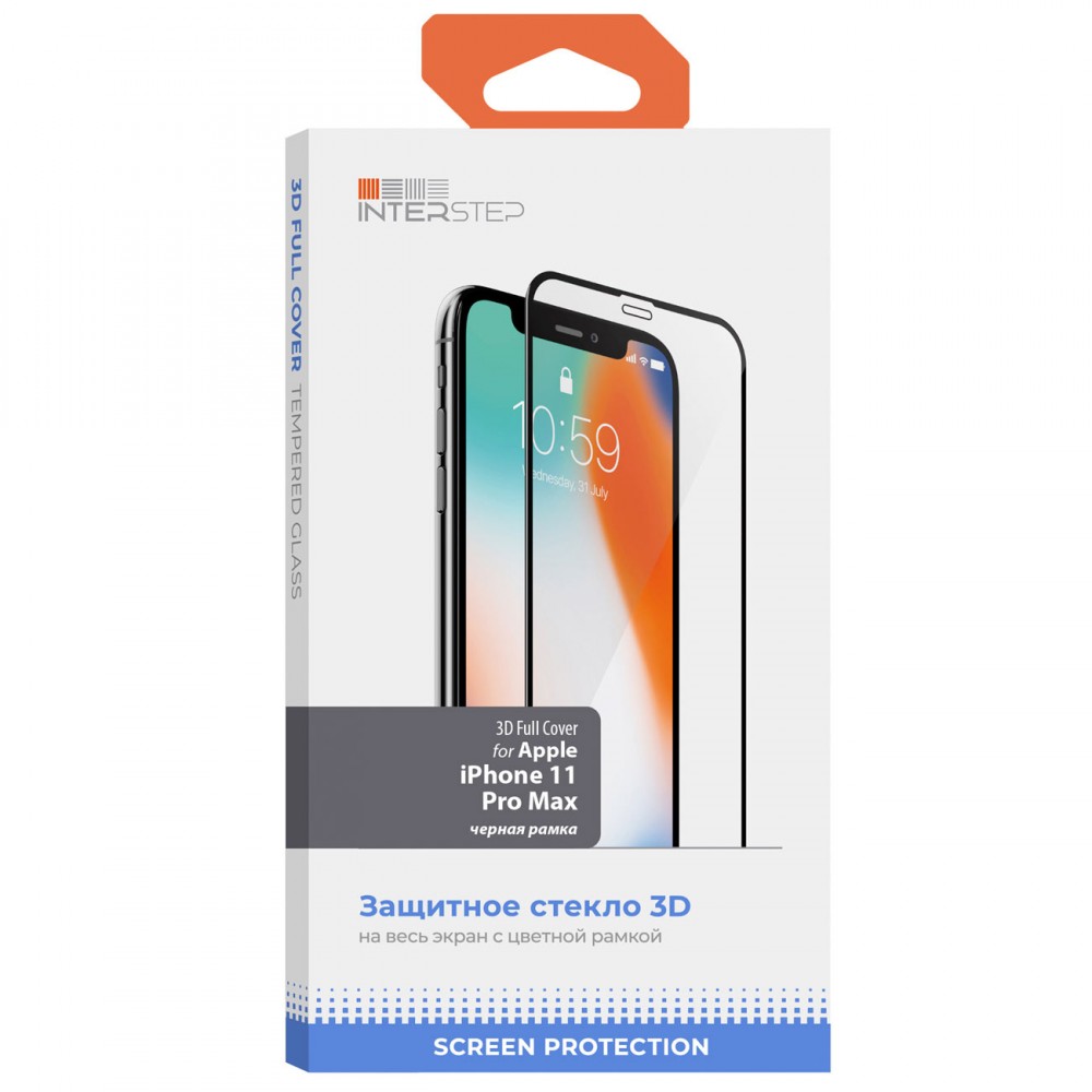 Защитное стекло InterStep 3D Full Cover для iPhone 11 Pro Max Черн. рамка